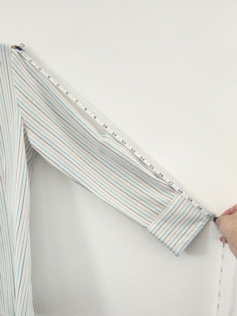 Executive Uniforms Striped Button Down Blouse Shirt XS Teal Blue Tan White - Picture 15 of 16